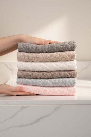 Soft İsba 6'lı %100 Pamuklu Havlu Seti 50x90 Cm Çok Renkli
