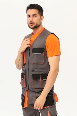 Uniprom Yelek Lizbon Model Çok Cepli Harman Kumaş Füme