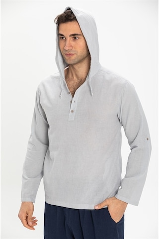 Şile Bezi Kapüşonlu Erkek Sweatshirt Gri Gri
