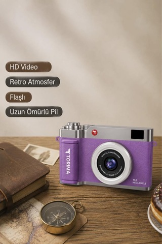 Torima CMR50 Mini Dijital Retro Kamera 48 MP Selfie Video Vlog Kamerası