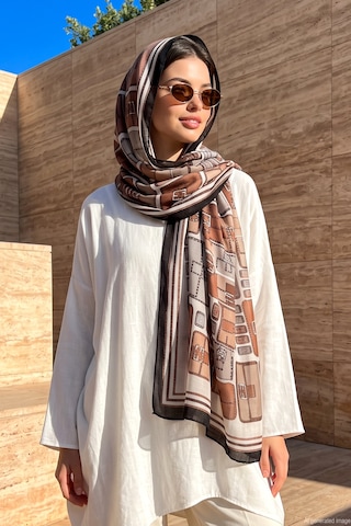 Remsa Kadın Vintage Desen 80x180cm İthal Şal 3003 Siyah