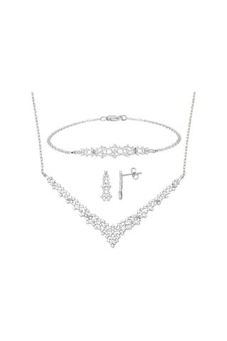 Minimal Tasarım 14 Ayar Beyaz Altın Nişan Seti Stpj34072