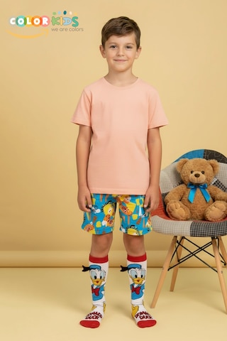 Color Socks 1 Çift Beyaz Ördek Desenli Animasyon Çorap Soft Touch Beyaz