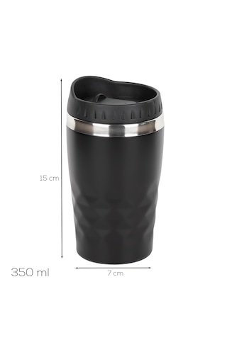 Porsima 05673 Paslanmaz Çelik Sporcu Termos Bardak Matara Siyah 350ml