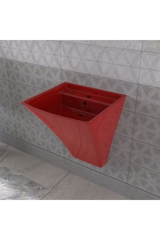 Lucco Loop 50 CM Asma Monoblok Lavabo Kırmızı