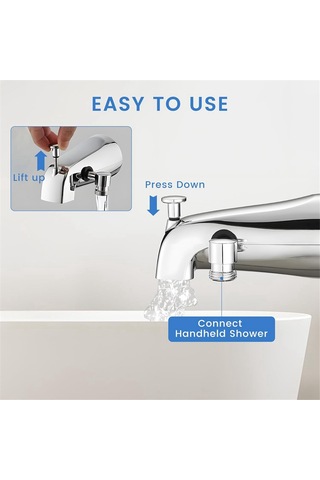 Xurunkeji Küvet Musluğu Ve Yönlendirici, Küvet Musluğu Ve Duş Yönlendirici Ve Altıgen Anahtar 1/2 İnç Bakır Boruya Uygun, 5.3 İnç GÜMÜŞ