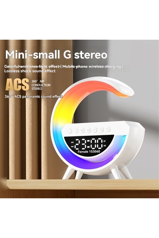 Maiyame Mini G3401 Kablosuz Şarj, Çalar Saat Ve Ortam Işığı Özellikli Sınır Ötesi Bluetooth Hoparlör