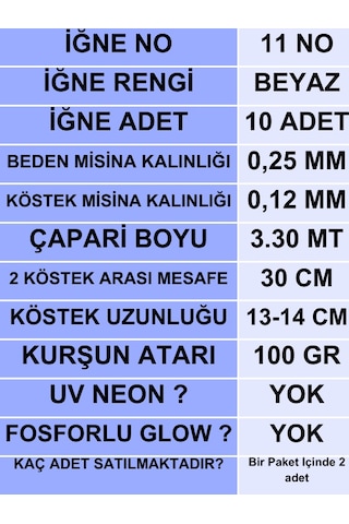 Ea genset İstavrit Çaparisi 25x12 11 No 10 Beyaz İğneli 2li Paket