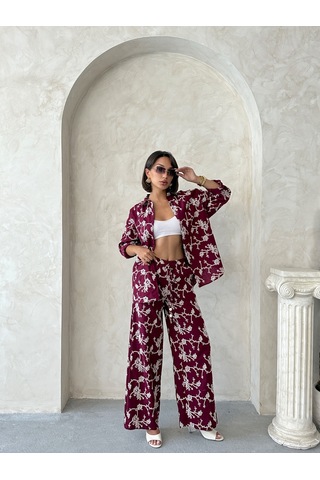 Verymoda Nakışlı Gömlek F1951 Bordo