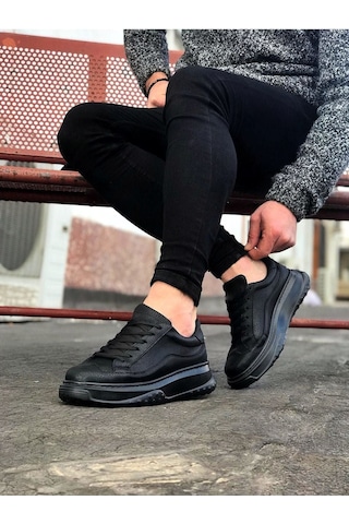 Aymood Jy507 Alone Bağcıklı Cilt Erkek Günlük Sneaker Ayakkabı Cst Siyah