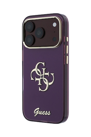 Apple iPhone 18 Pro Max Uyumlu Kılıf Guess Lisanslı Yazı Ve 4g Büyük Metal Logolu Silikon Kapak Mor