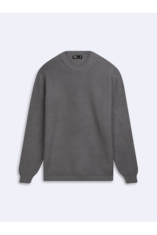LTB Regular Fit Bisiklet Yaka Triko Gri Kazak
