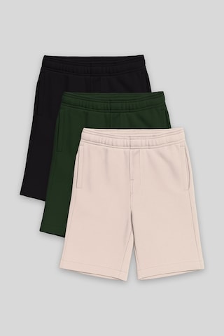 Tommylife Standart Fit Basic 3lü Paket Siyah-çam Yeşili-bej Erkek Çocuk Şort - 11293 Siyah - Krem