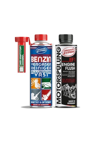 Syprin Karbüratör Temizleyici + Motor Yıkama 2x250 Ml, Benzinli Motorlar Için Katkı Maddesi - Yakıt Katkısı