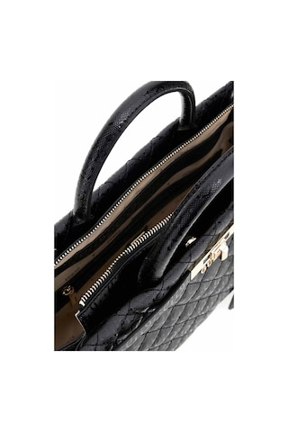 Kadın Kilit Aksesuarlı Kapitone Monogram Desenli El Çantası - Siyah Siyah