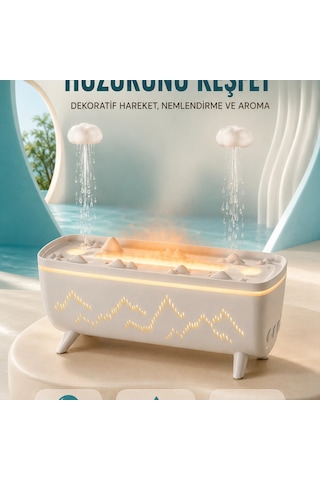Dekoratif Hava Nemlendirici Ve Aromaterapi Difüzörü 280 Ml Yağmur Efektli Renkli Led Işıklı