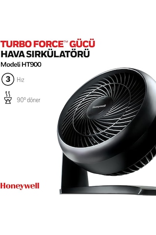 Honeywell Turboforce Turbo Vantilatör Ht900e, Sessiz Soğutma, 90 Dereceye Kadar Ayarlanabilir Eğim Açısı, 3 Hız Ayarı, Duvara Montaj, Masa Vantilatörü - Siyah Siyah