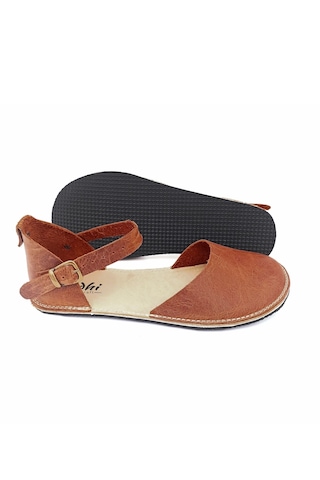 Bodhi Handcraft Kadın Barefoot Hakiki Deri Minimalist Günlük Sandalet El İmalatı Kahverengi