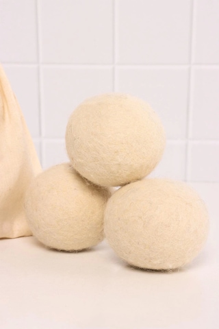 Valerine Life Doğal Merinos Yün Kurutma Topu 3 Adet Kırışıklık Önler Kurutma Süresini Kısaltır Krem