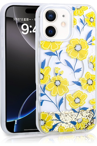 Zore Apple Uyumlu iPhone 11 Kılıf Sıvılı Simli Baskılı Şeffaf Arka Yüzey Mossa Silikon Kapak - Pembe