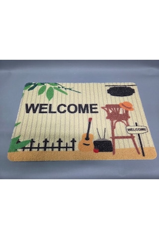 Hijyenik Kıvırcık Paspas 40x60 Cm - Islaklık Emici Kapı Önü Paspası Bej