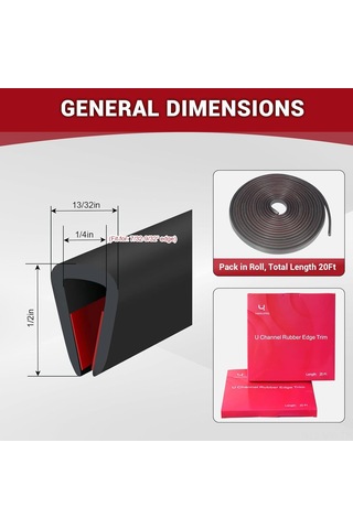 Moveevo 6m Uzunlukta Kendine Yapışkan Kauçuk U Profil Kenar Koruyucu, Kesme Engeli Ve Dekoratif Metal Kenar Tamiri Bantı - U002