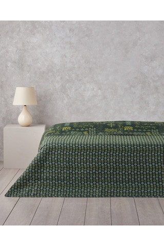 English Home Tendril Bloom Çift Kişilik Çok Amaçlı Örtü 200x220 Cm Yeşil Yeşil