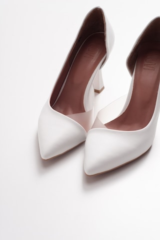 Luvishoes 653 Beyaz Cilt Topuklu Kadın Ayakkabı Beyaz