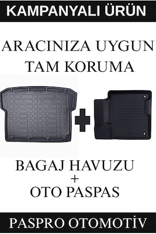Peugeot 508 2018+ 3d Havuzlu Paspas Siyah + Peugeot 508 Sedan 2019+