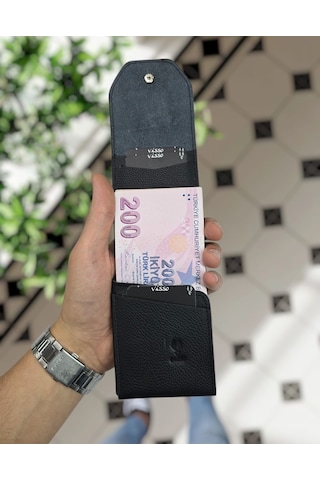 Visso 571 Hakiki Deri Efsane Trend Model Çok Para Konan Cüzdan Unisex Kartlık Çıtçıtlı En Çok Tercih Edilen Model Siyah Renk