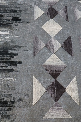 Arte Gri Nakışlı Kilim Dekoratif Salon Halısı Makinada Yıkanabili