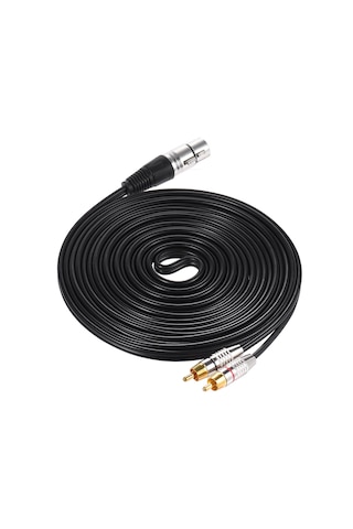 Maiyame 5m Siyah Xlr Dişi 2 Rca Erkek Stereo Ses Kablosu - Mikser, Amfi Bağlantısı, Temiz Sinyal