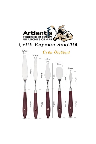 Artlantis Çelik Spatül 5 Li Set Resim Ve Heykel Çelik Spatula Esnek Palet Bıçağı Pasta Spatulası 1 Paket