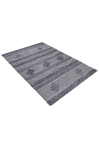 My Home Halı Oslo Iskandinav Şahane El Dokuma %100 Doğal Pamuk Yumuşak Antrasit Yıkanabilir Kilim Halı K8 Antrasit