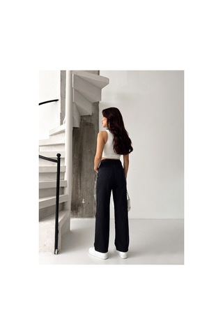 Kene Jeans Ön Taşlı Siyah Denim Wide Leg/bol Paça Pantolon Siyah