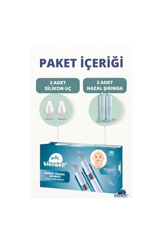 Bebek Burun Yıkama Aparatı, 2'li Şırıngalı Nazal Aspiratör, Silikon Uç