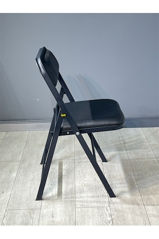 Hey 4'lü Katlanır Kamp Sandalyesi Piknik Sandalyesi Siyah Deri Siyah