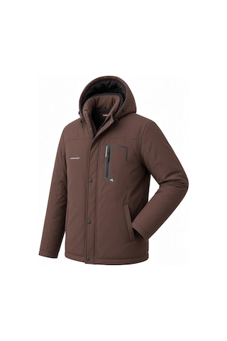Oksit Tuc 2034 İçi Polar/kürk Astarlı Su İtici Termal Softshell Erkek Mont - Soğuk Geçirmez Spor Kaban Büyük Beden Erkek Mont Kahve
