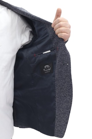 Twenhil Dmctekstil Erkek Ckt-203 Desenli İtalyan Kesim Dar Kalıp Tek Düğme Blazer Ceket Lacivert