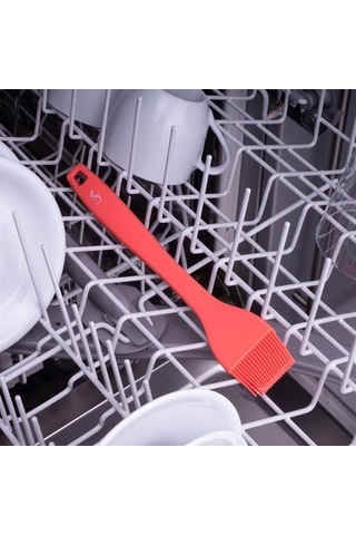 Lurch - Platin Silikon Pasta Fırçası 25,5 Cm Somon - Yanmaz, Yapışmaz, Bükülmez, Çizmez, Tat Ve Koku Bırakmaz - 240071 Sarı - Pembe