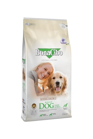 BonaCibo Adult Dog Lamb Kuzu Etli ve Pirinçli Yetişkin Köpek Maması 2 x 4 KG