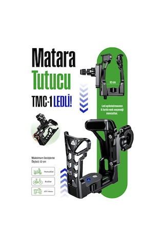 Tmc-1 Led Li Motosiklet Termos Bardak Ve Suluk Tutucu Gidon Ve Koruma Demiri Bağlantı Aparatlı