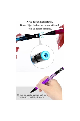 Gri Kalın Uçlu Kalem 2.0 Mm 1 Adet Ve 2.0 Mm Kalın Uç Kırmızı 2 Adet Ruedo Kalın Uçlu Mekanik Kalem Açık Mavi