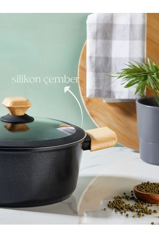 Auris 20 Cm Derin Tencere Siyah