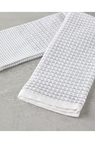 English Home Linear Pamuk Kurulama Bezi 30x50 Cm Beyaz - Gri Beyaz - Gri