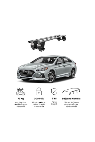 Royal Hyundai Sonata Vıı 2015-2019 Uyumlu Gri Ara Atkı Port Bagaj Tavan Barı