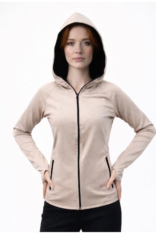 Axxel Kadın Krem Şardonlu Dalgıç Sweatshirt Kapüşonlu-w1161