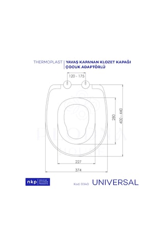Universal Oval Çocuk Adaptörlü Klozet Kapağı Yavaş Kapanır