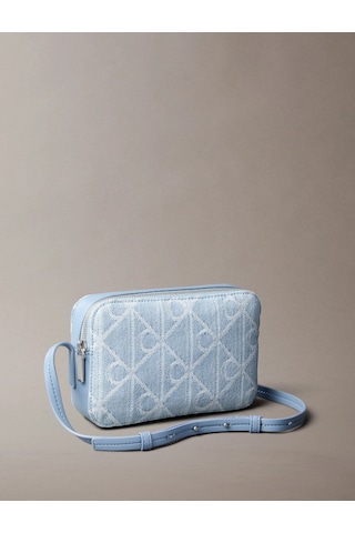 Calvin Klein Amblemli Tamamı Baskılı Denim Kamera Kadın Mavi Çapraz Çanta Lv04f3430g-ybz