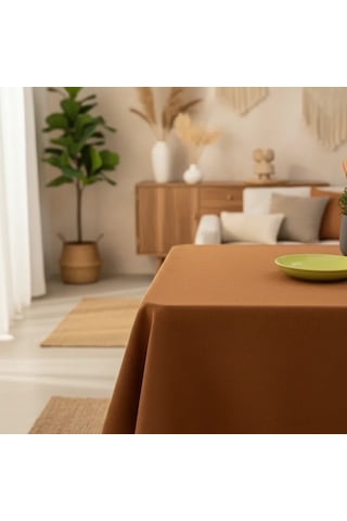 Premium Keten Tarçın Düz Masa Örtüsü